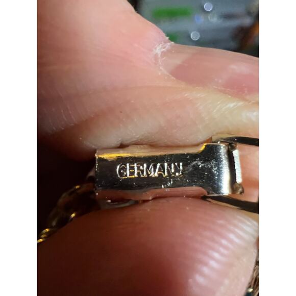 Vintage aqua blue glass parure jewelry set necklace earrings bracelet gold tone - Picture 7 of 10